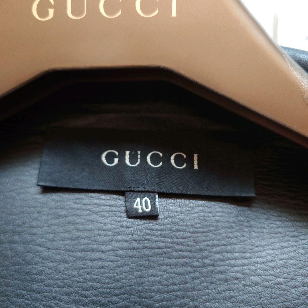 GUCCI　グッチ　牛革　レザージャケット　シングル　ライダース　ファスナーロゴ