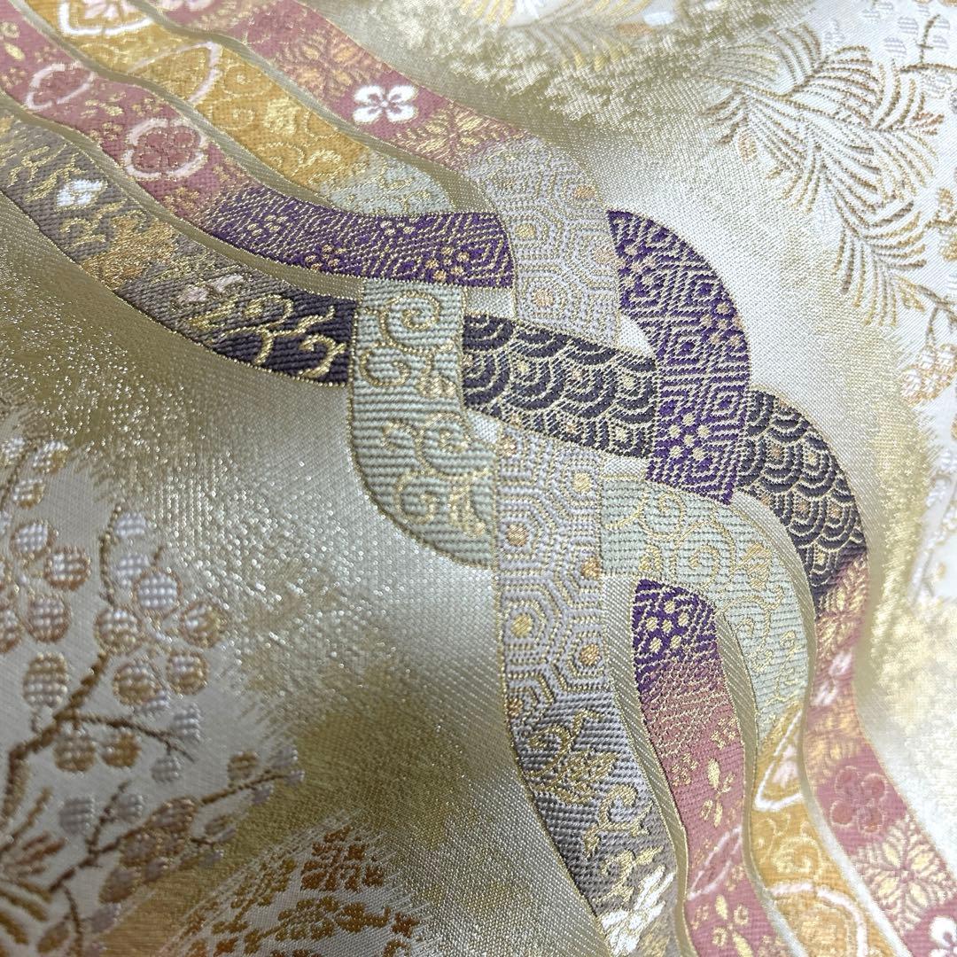 正絹　袋帯　【吉祥菱束ね】