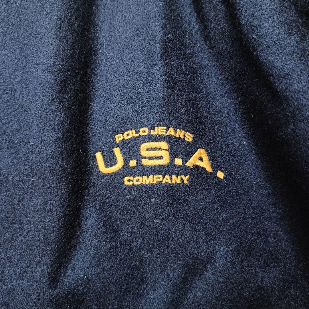 90s ラルフローレン POLO JEANS ウールスタジャン 紺 XXL