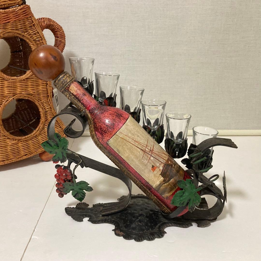 イタリア製 ワインホルダー スタンド ラック 葡萄柄 置物 オブジェ レトロ