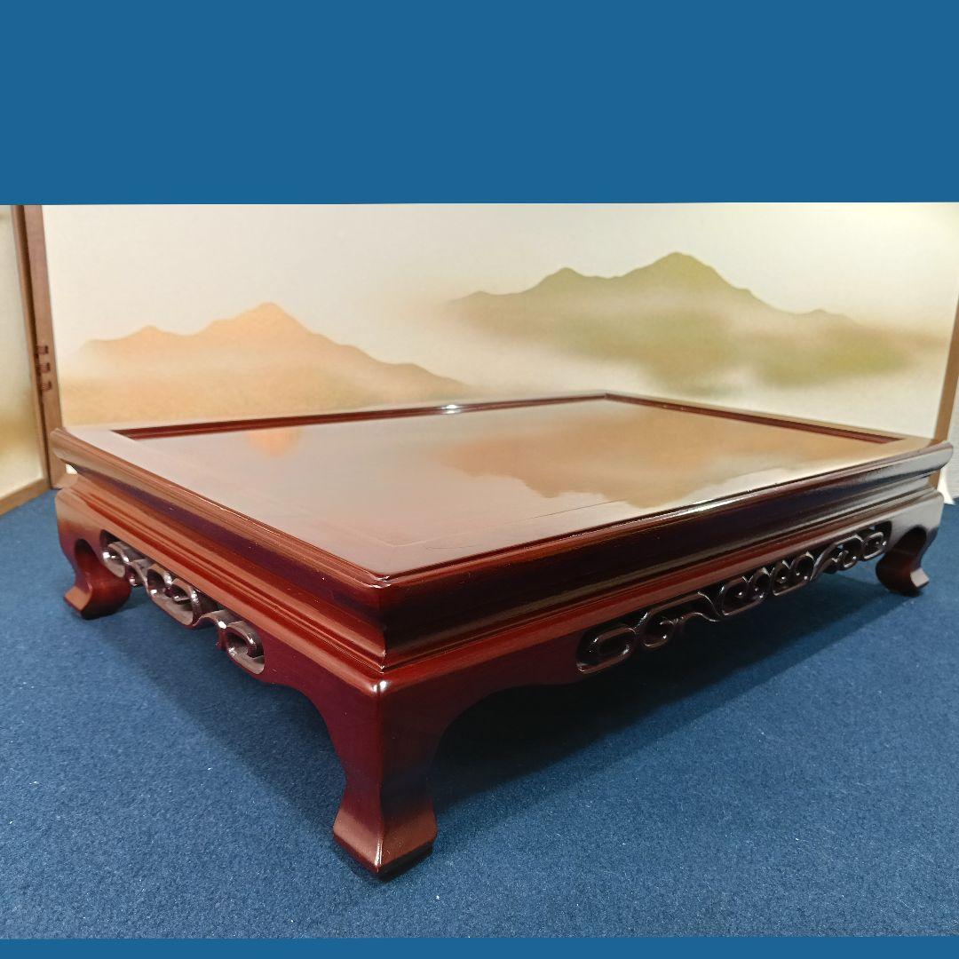 AO32 カリモク 花梨 カリン 平卓 花台 香炉台 盆栽台 飾台 透し彫り