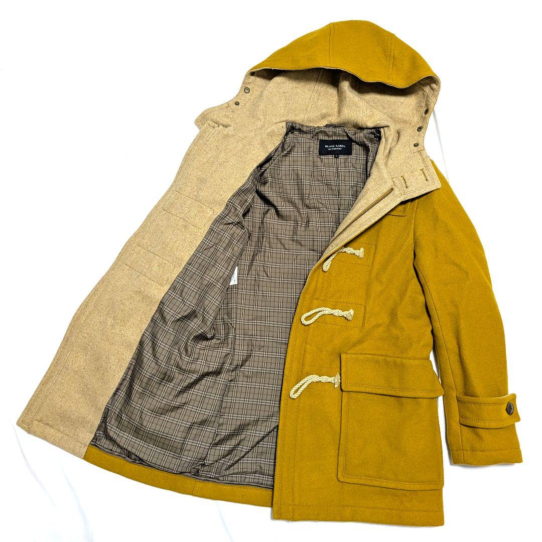 バーバリーブラックレーベル ダッフルコート ノバチェック マスタード M