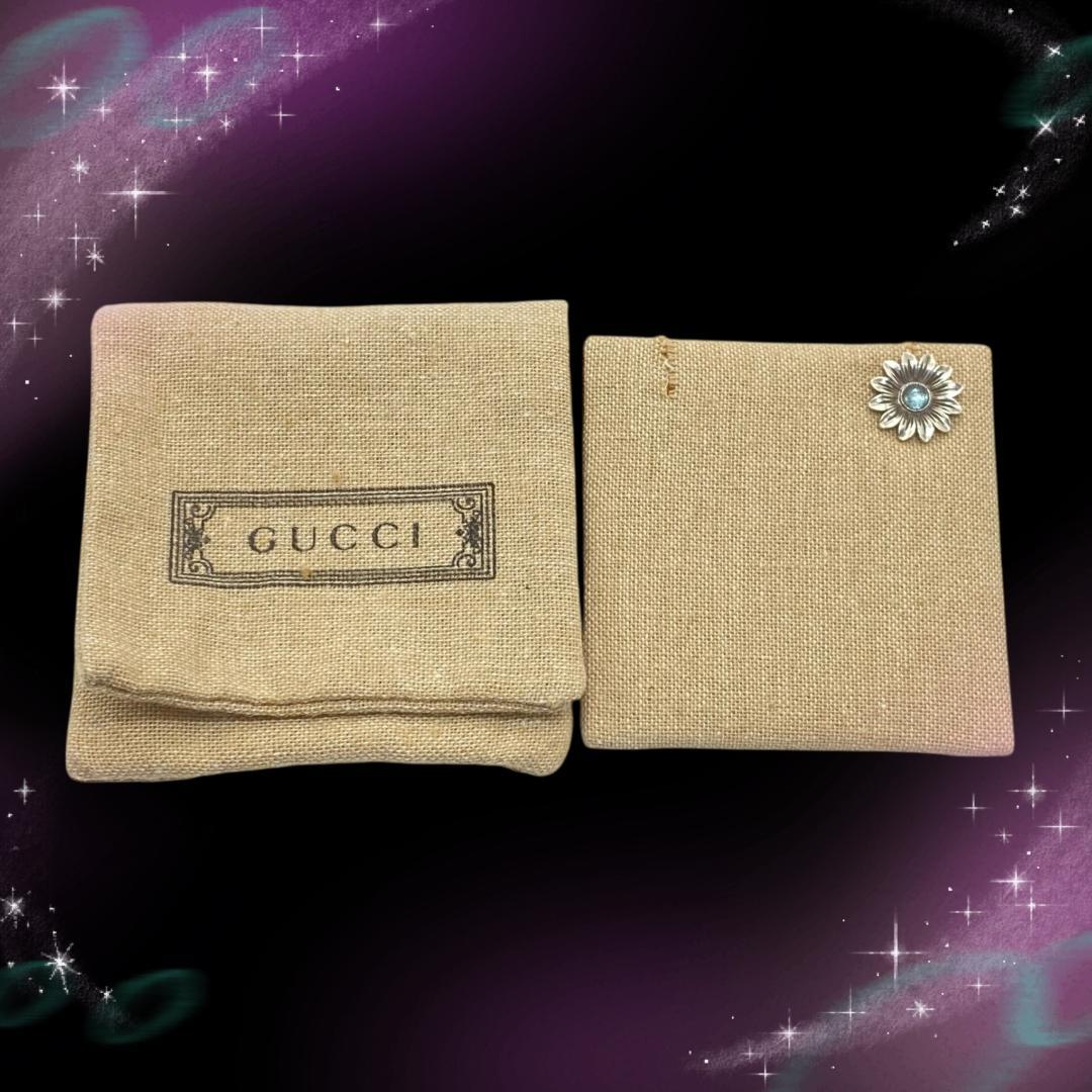 《美品》 グッチ　ピアス片耳　フラワー　カラーストーン　SV925　保存袋付き