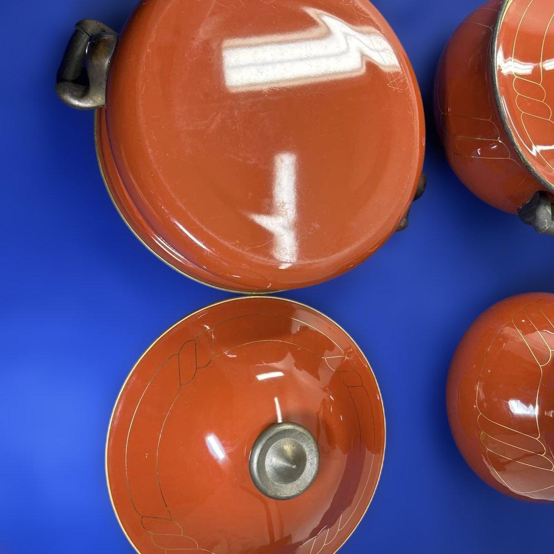 赤いセラミック鍋セット 2鍋1ケトル ヴィンテージの鍋