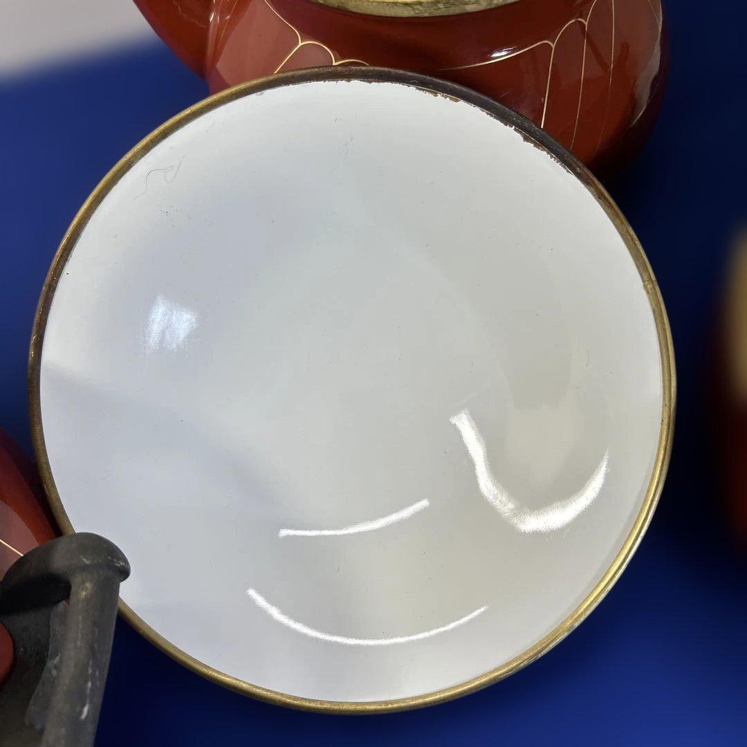 赤いセラミック鍋セット 2鍋1ケトル ヴィンテージの鍋