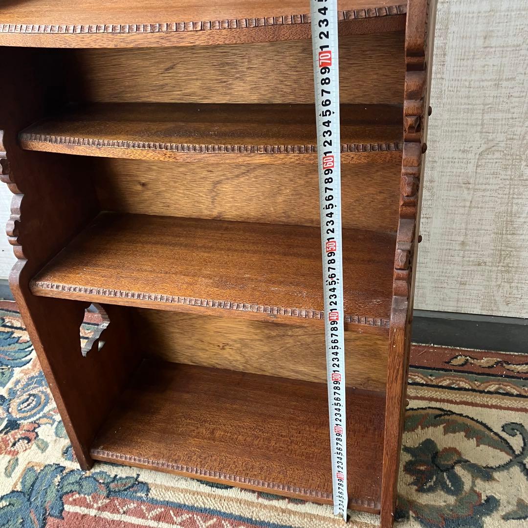 北欧レトロ ミッドセンチュリー 4段 木製彫刻オープンラック 飾り棚 古家具