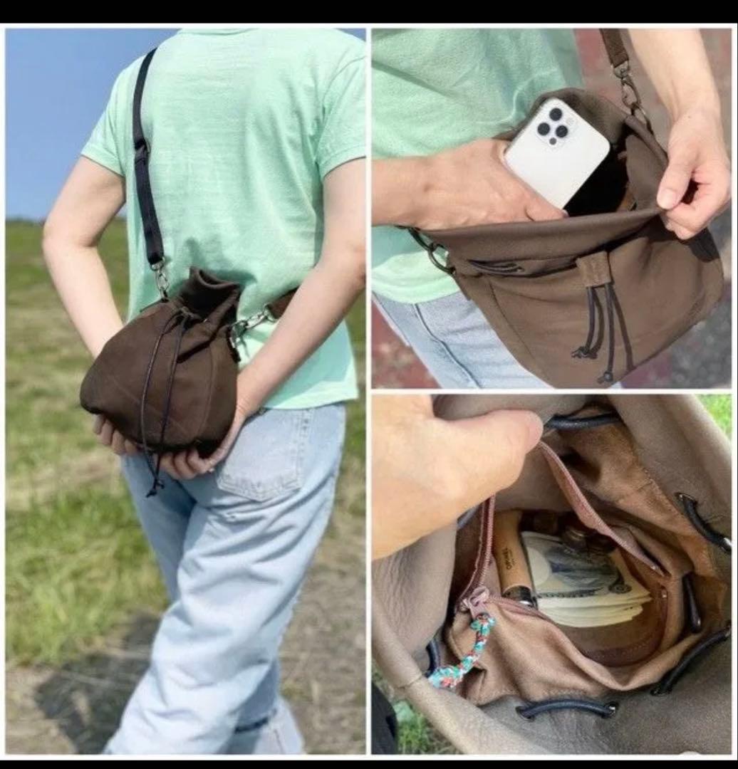 新品未使用 エゾ鹿革レザーバッグ ミニショルダーバッグ ROKUBO 一生モノ