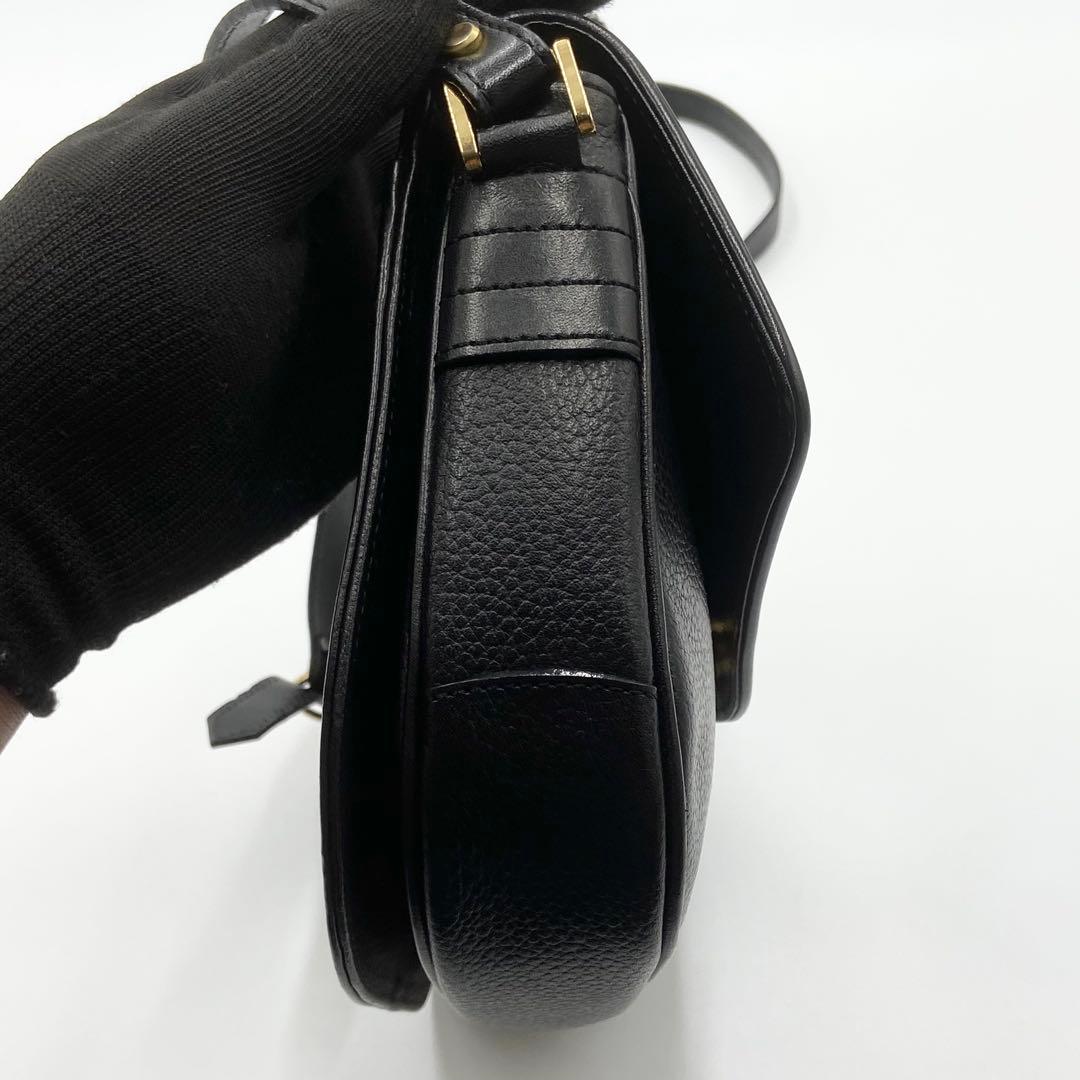 バーバリー　ショルダーバッグ　ホースロゴ　ノバチェック　シボ　レザー　ブラック