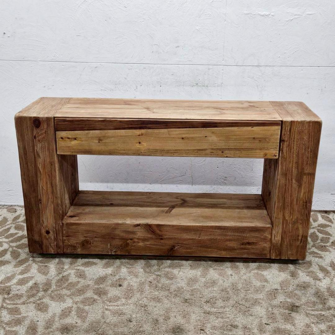 天然木 コンソール 140cm幅 WE-883 パイン古材 ラック アンティーク