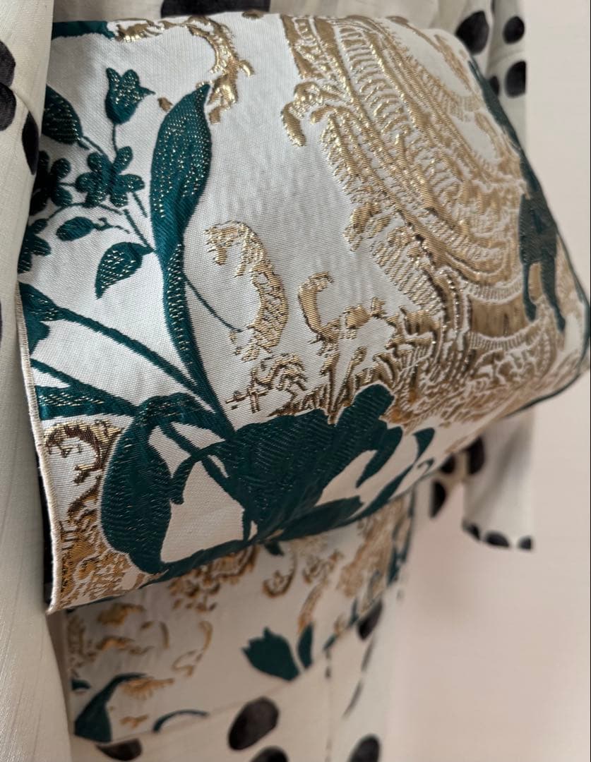 大人兵児帯【グリーンリリアルプ】【コットンフラワー】セット