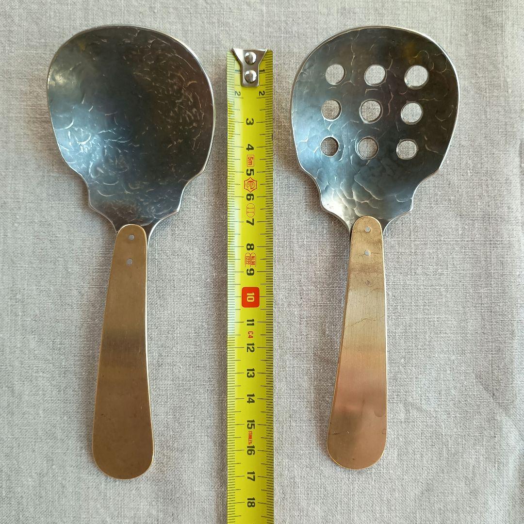 小西光裕サーブスプーン　サーブスプーン(穴あり)の2品　レア刻印あり