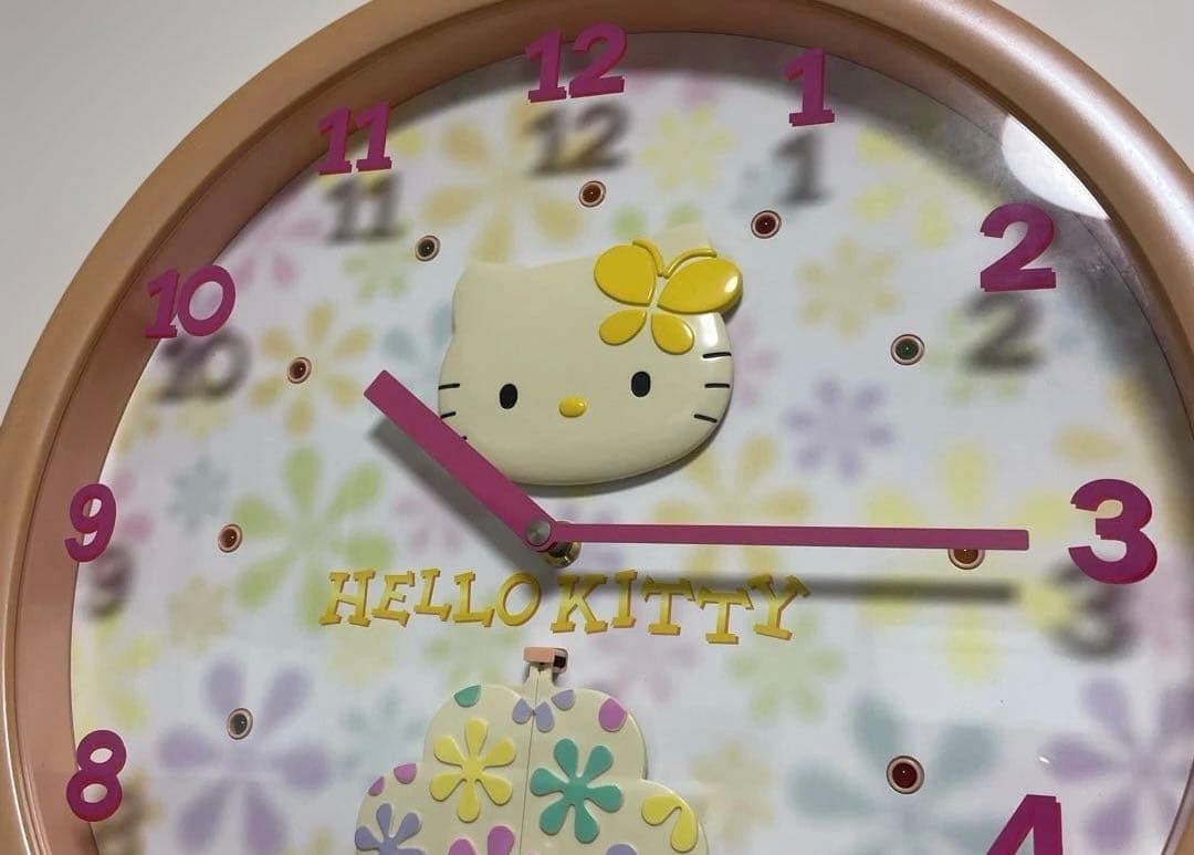 キティちゃん、からくり時計、メロディ時計、音楽、掛け時計、振り子時計、動作◎