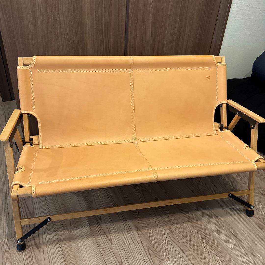 PINOWORKS レザーベンチ レザー製折りたたみベンチ ベージュ