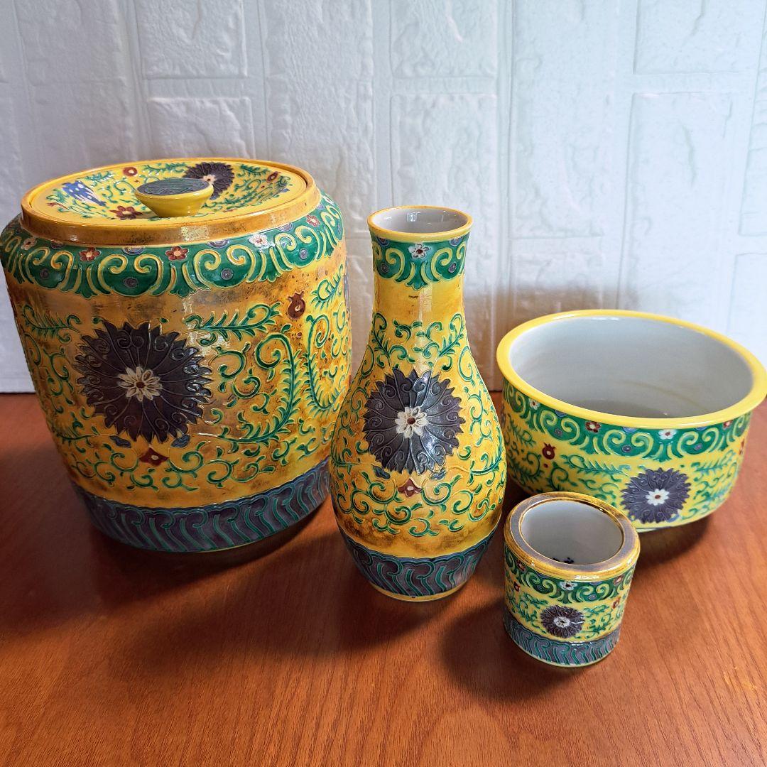 平安春峰 (井上春峰) 茶道具ヴィンテージ皆具セット 水指 杓立 蓋置 建水