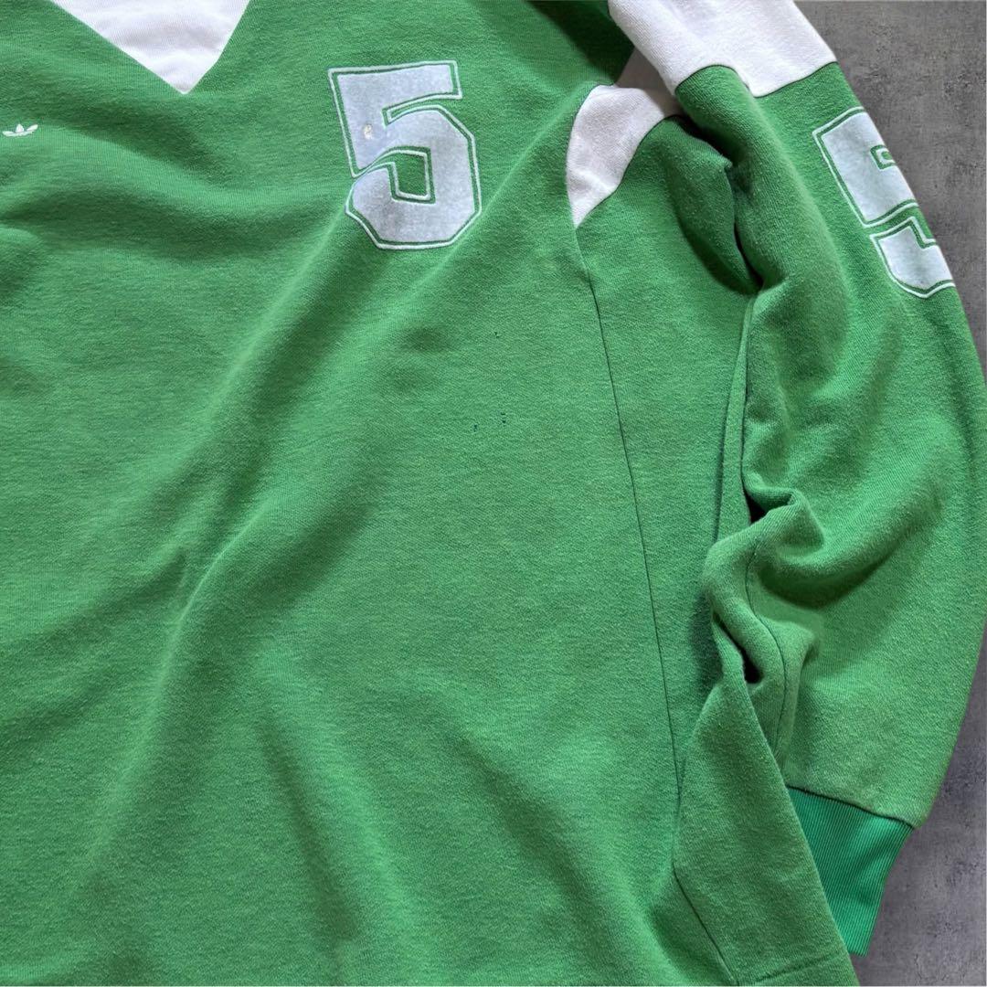 【J53】70s adidasベンテックスサッカーシャツフロッキープリント