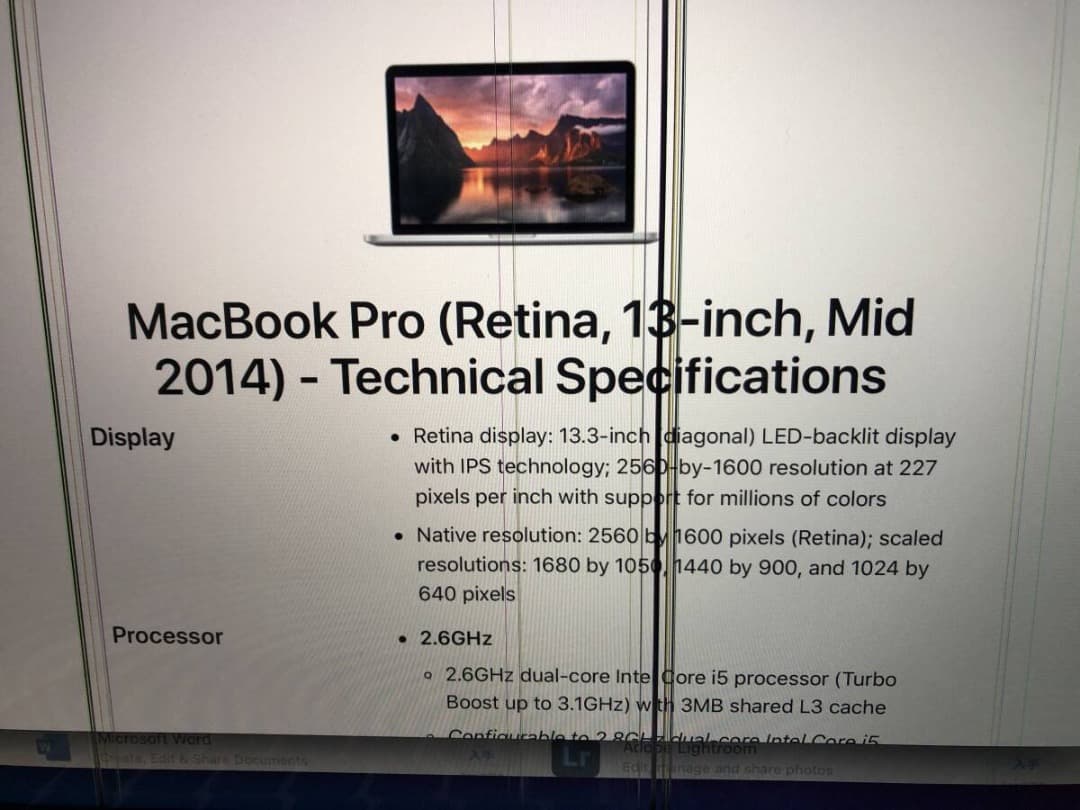 【縦線ジャンク】 MacBook Pro 2014 英字キーボード