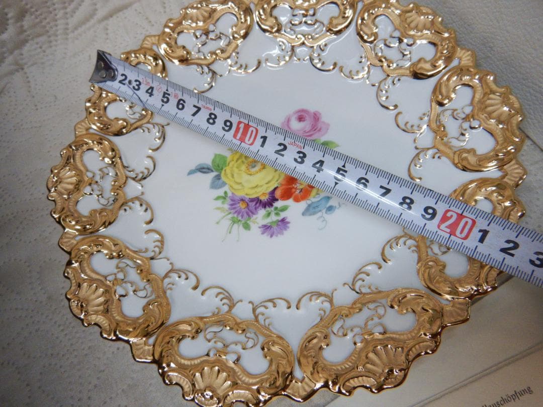 Meissen　マイセン　 花柄　 皿 ゴールド装飾　金彩　22ｃｍ