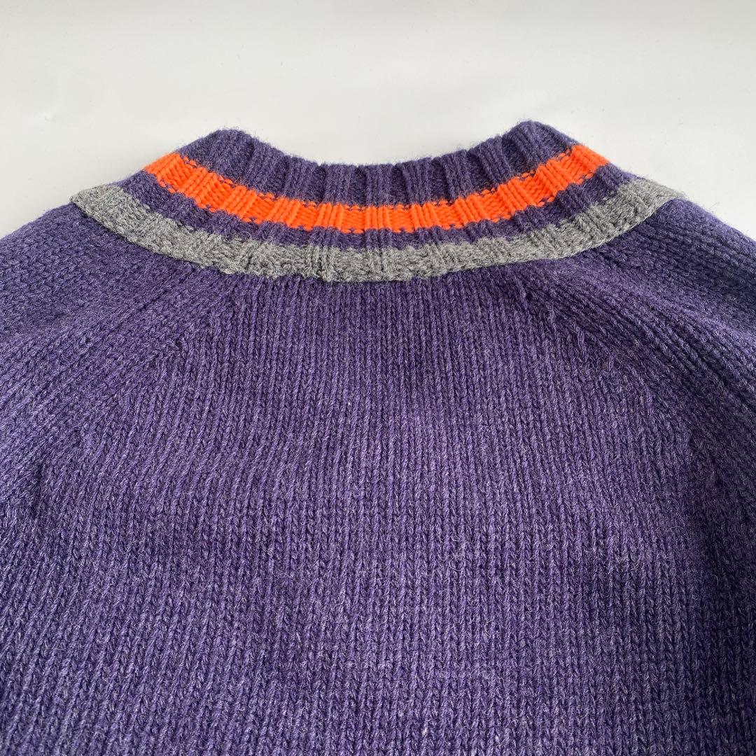kolor BEACON ネイビー パープル Vネックニット ウール100%