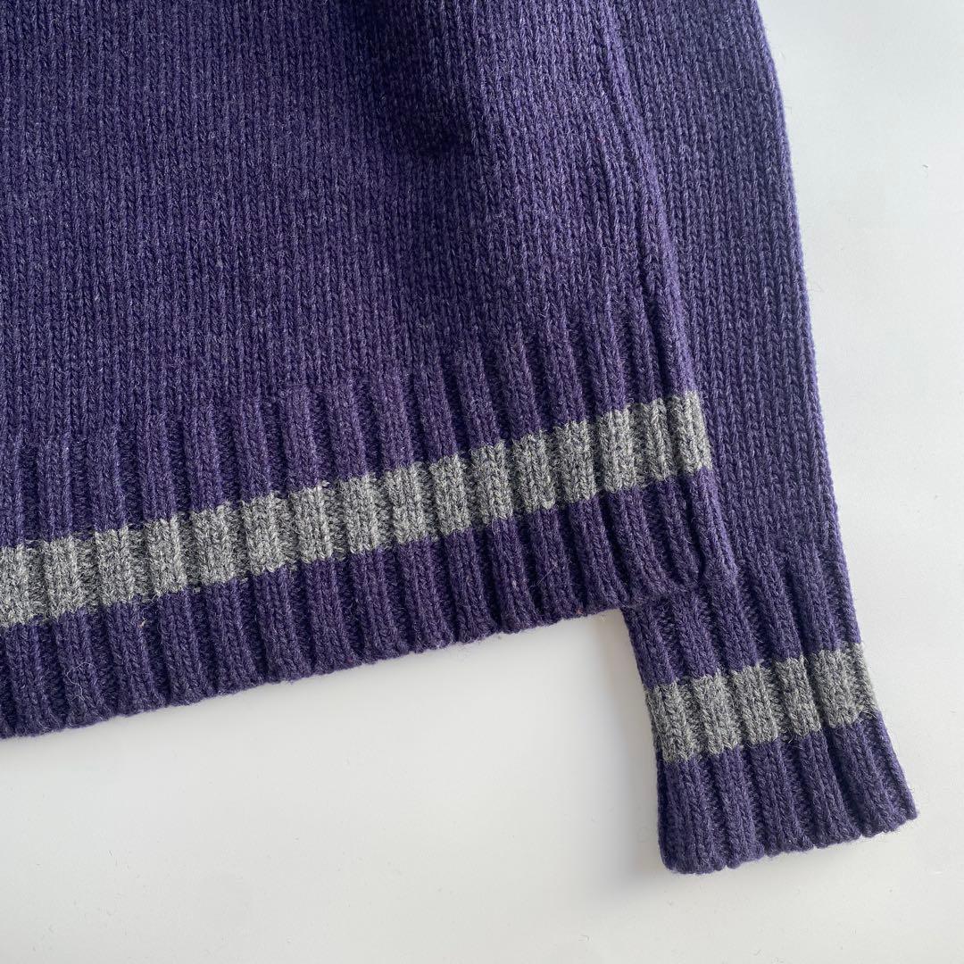 kolor BEACON ネイビー パープル Vネックニット ウール100%