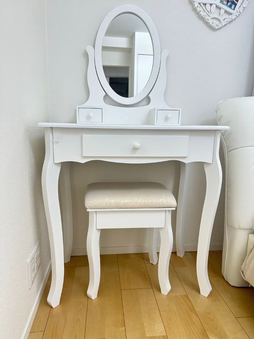 ホワイト 木製 ドレッサー 鏡台