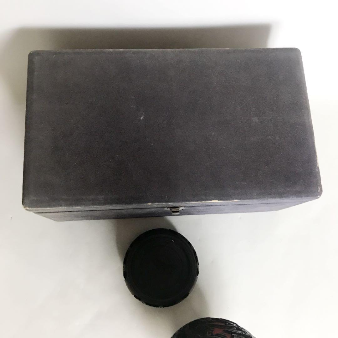 中国　黒堆朱　花瓶　雲龍文　骨董品