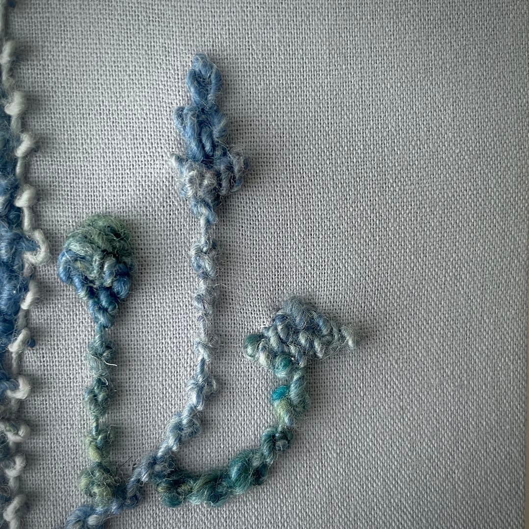 【一点もの】『手紡ぎ糸のお花. h'』手刺繍ファブリックパネル