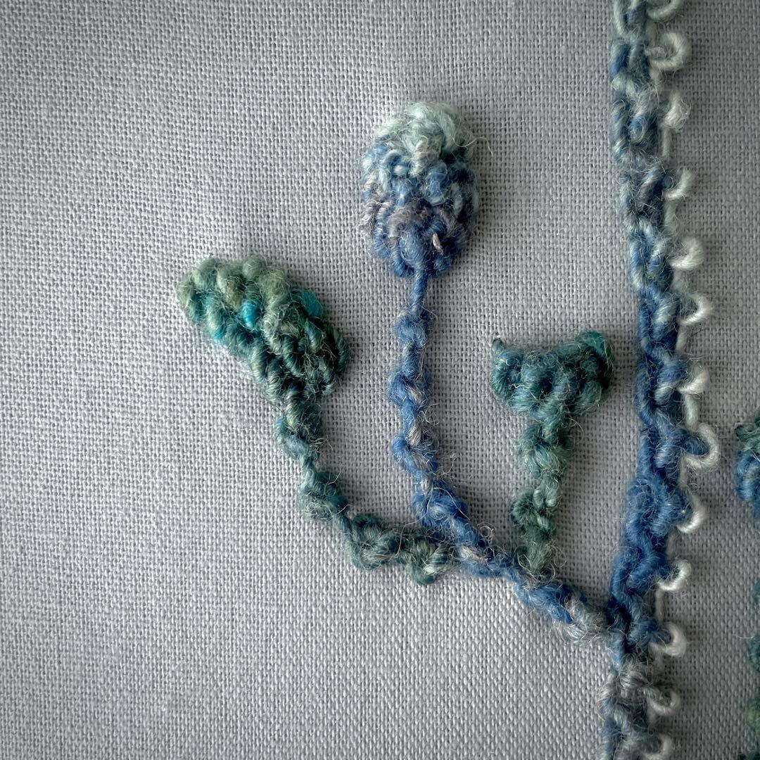 【一点もの】『手紡ぎ糸のお花. h'』手刺繍ファブリックパネル