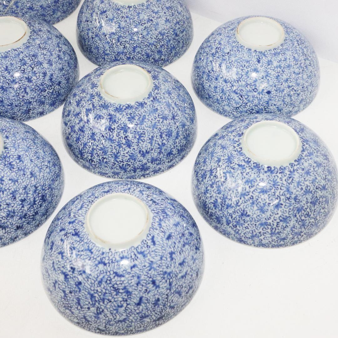 江戸期　古伊万里　染付　花唐草文　3.3寸　茶碗