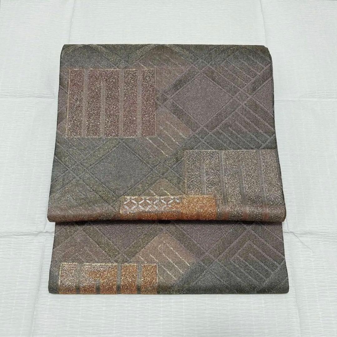 誉田屋源兵衛　袋帯　西陣織　源氏香　有職文様　格子　正絹　金糸　銀糸　美品　逸品