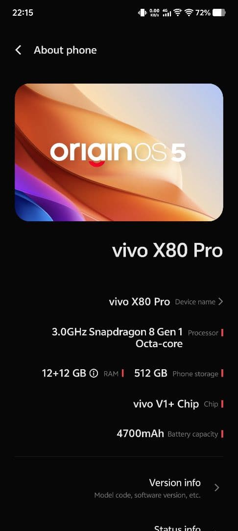vivo X80 Pro 512GB 12GB RAM ブラック