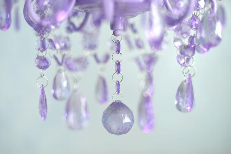 【LED付・簡単取付】8灯パステルパープルシャンデリア