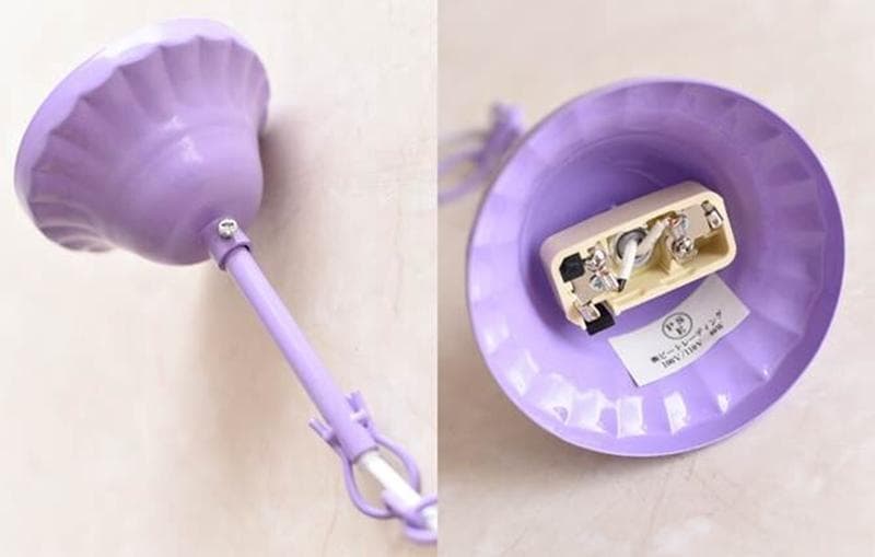 【LED付・簡単取付】8灯パステルパープルシャンデリア