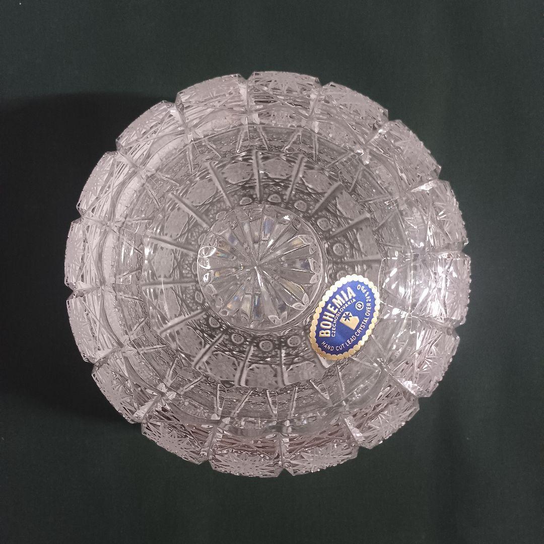 ボヘミア カット ガラス ボンボニエール キャンディーポット お菓子入れ
