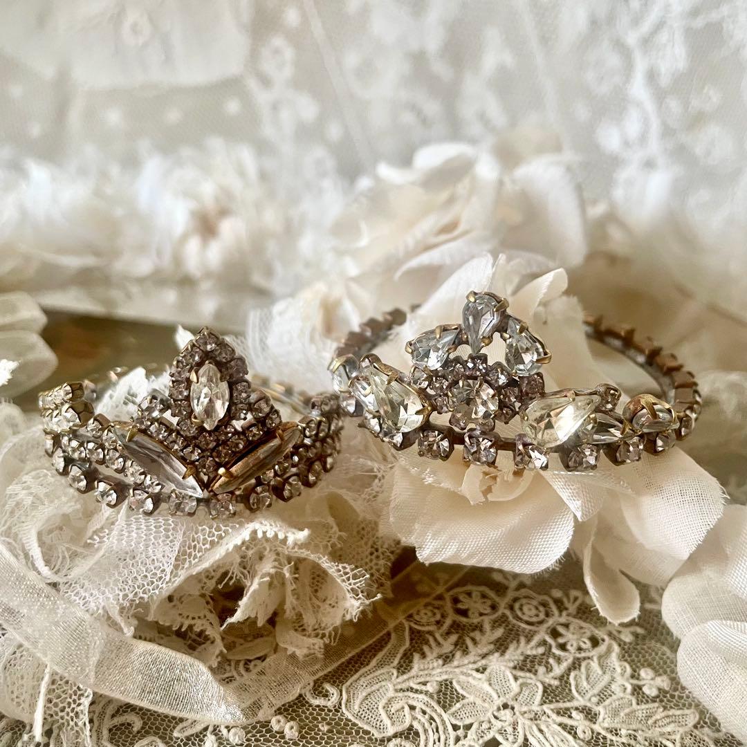 チェコガラスドールティアラB ラインストーン　フランスアンティークヴィンテージ