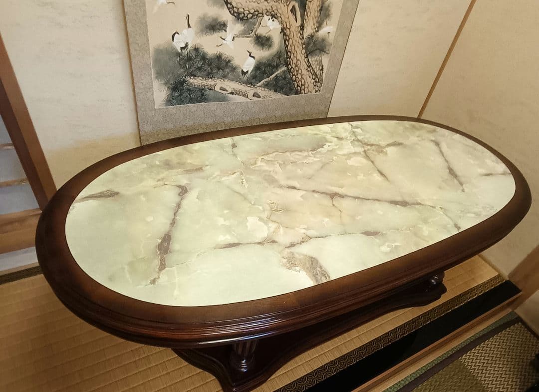 カリモク 大理石調 センターテーブル ローテーブル　応接テーブル　昭和レトロ