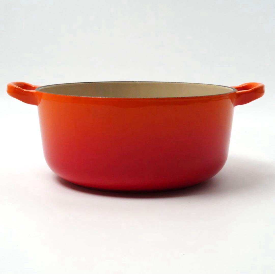 【美品】LE CREUSET　ココット ロンド オレンジ　20cm