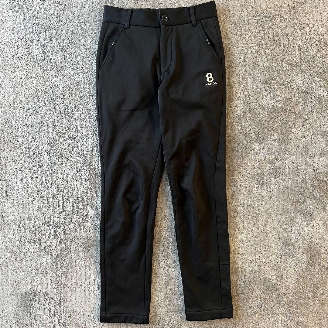 8YARDS ハチヤーズ　裏起毛　蓄熱　ゴルフパンツ　レディース　黒　XS ロゴ