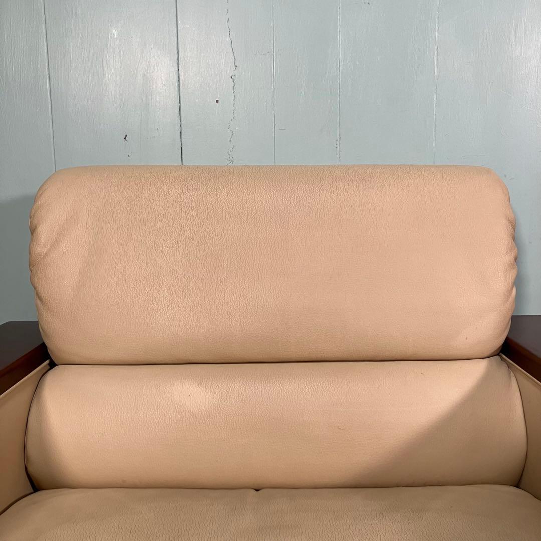 ♦︎maruni ♦︎マルニ 1人掛け　昭和レトロ ソファー 革　木目調　Ａ