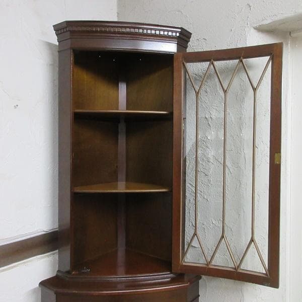 イギリス アンティーク 家具 コーナーキャビネット 飾り棚 英国 6315d