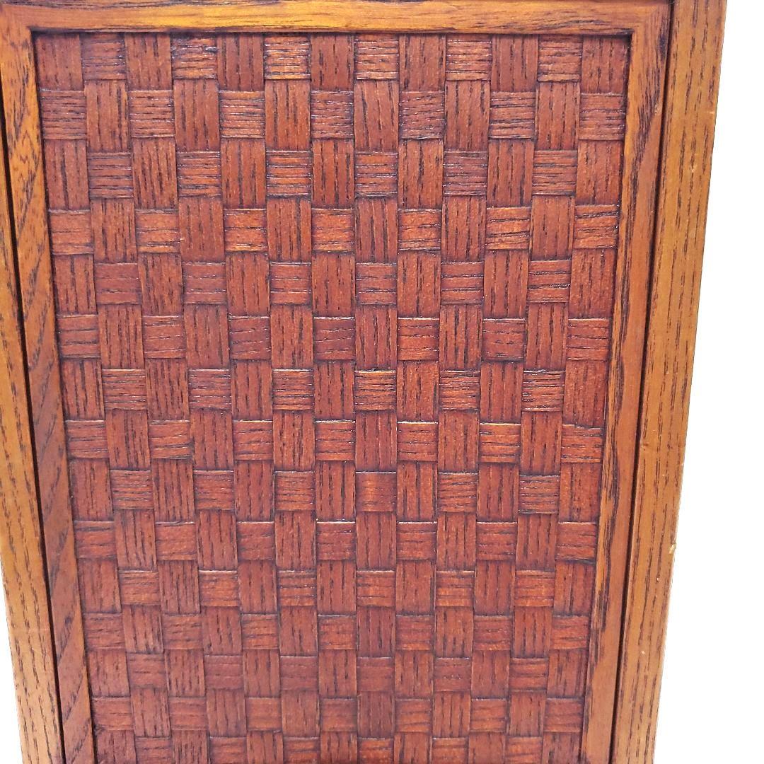 【高級木工】江戸指物 箱鏡台 キハダ材 桑材 網代編み模様 昭和レトロ