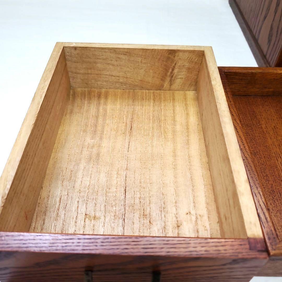 【高級木工】江戸指物 箱鏡台 キハダ材 桑材 網代編み模様 昭和レトロ