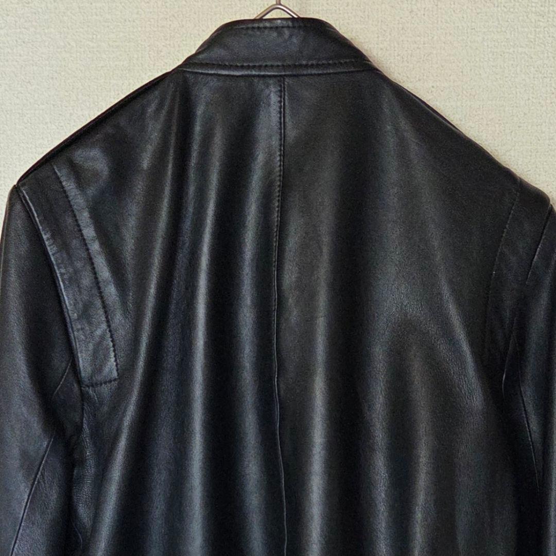 【美品】Theory 現行ロゴ シングル ライダースジャケット 羊革 S 黒