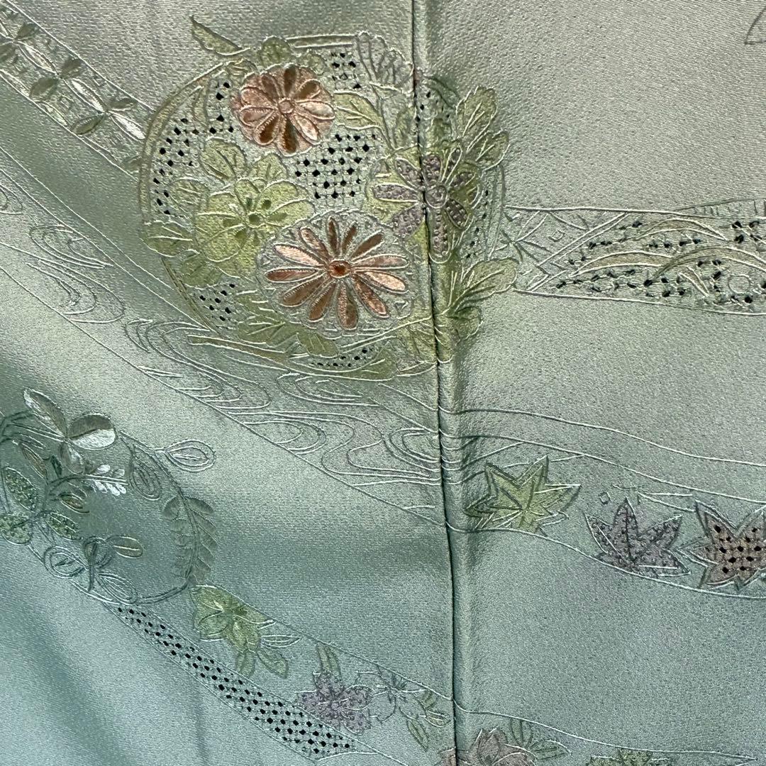 D121 訪問着 汕頭・蘇州・相良刺繍 総刺繍 正絹 着物 袷 極美品