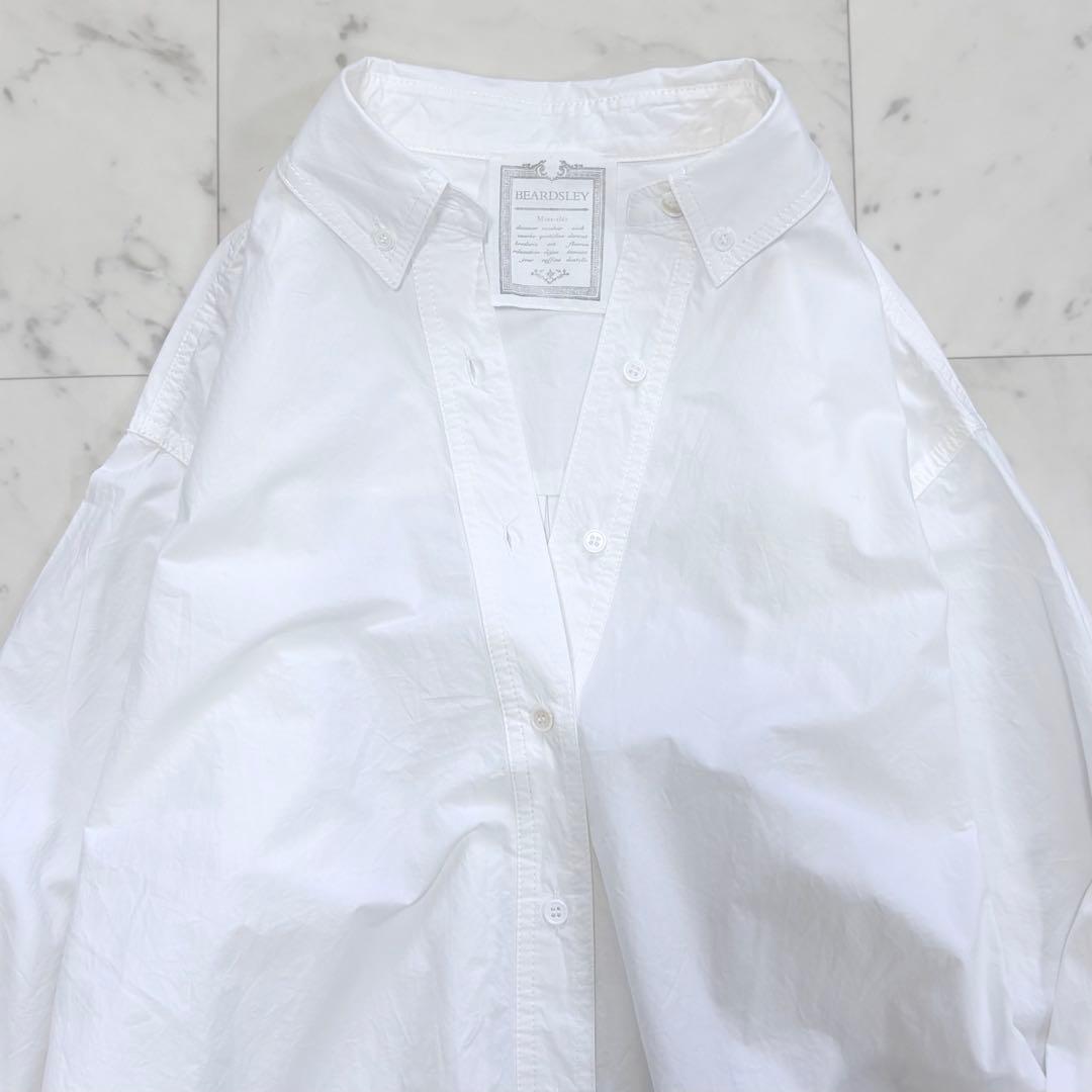 極美品✨ビアズリー シャツチュニック　ロングシャツ　白シャツ　オーバーサイズ
