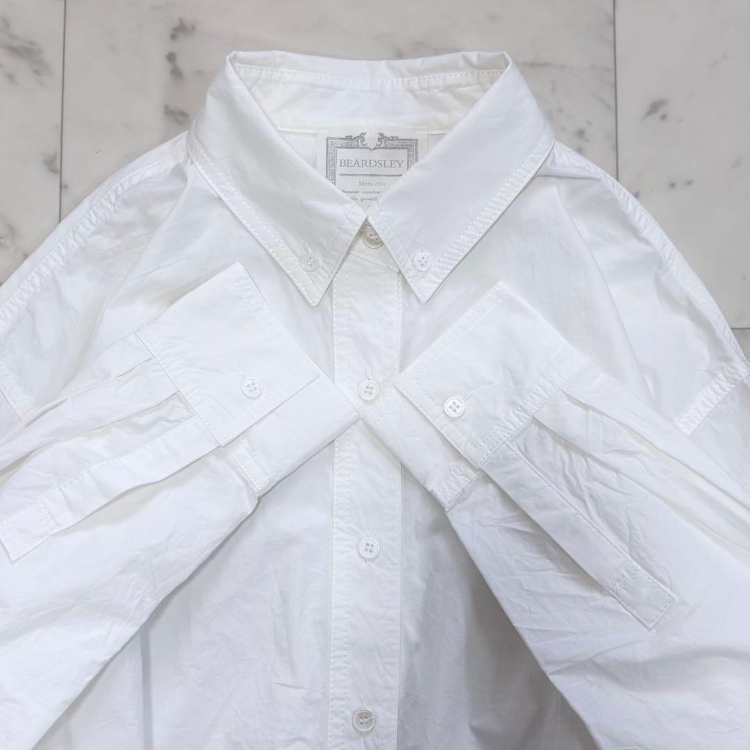 極美品✨ビアズリー シャツチュニック　ロングシャツ　白シャツ　オーバーサイズ