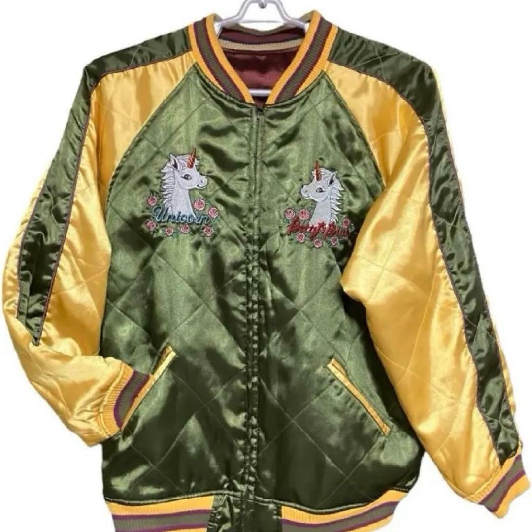 レア★ベディちゃんリバーシブルスカジャン　刺繍　サテンリブ袖　片面キルト