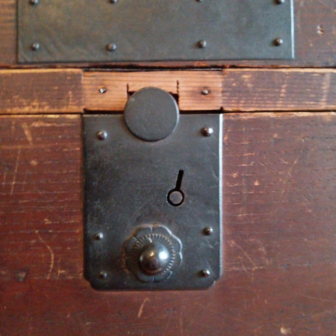 幕末〜明治初期頃　帳場箪笥 商家用／鉄金具多数／書き印あり