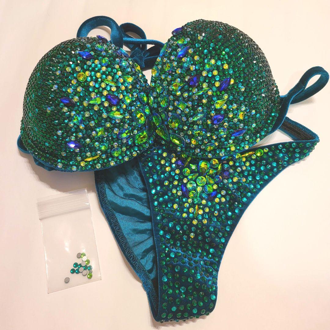 JBBF ビキニフィットネス競技用ビキニ（エメラルドグリーン）