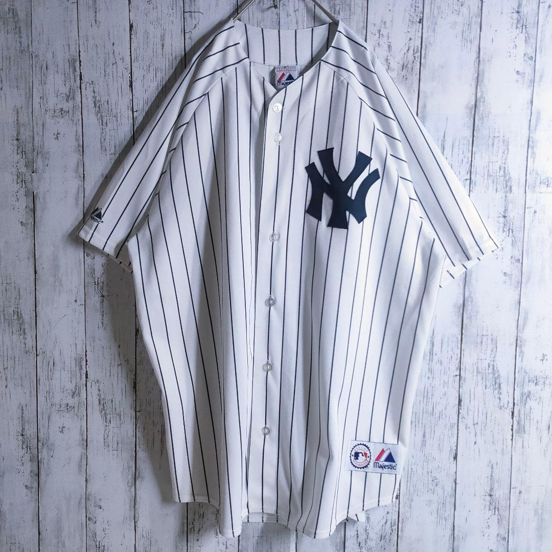 【MLB】 ニューヨーク・ヤンキース ゲームシャツ XL デレク・ジーター 白縞