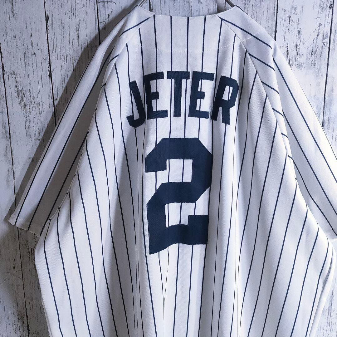 【MLB】 ニューヨーク・ヤンキース ゲームシャツ XL デレク・ジーター 白縞
